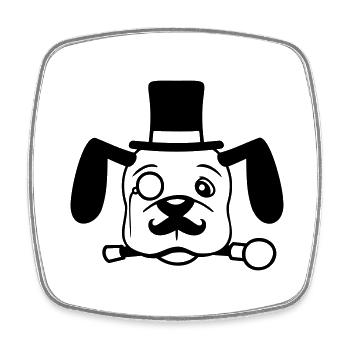 Chien M. Sir Cylindre Chapeau Monocle Lunettes Empire - Magnet carré - blanc - Devant