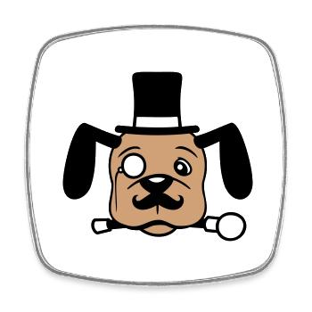 Hund Herr Sir Zylinder Hut Monokel Brille Reich - Viereckiger Kühlschrankmagnet - Weiß - Vorne