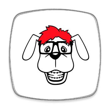 Hund Nerd Hornbrille Geek Zahnspange Schlau Lustig - Viereckiger Kühlschrankmagnet - Weiß - Vorne