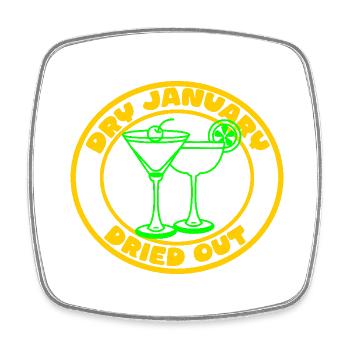 Lustiger Trockener Januar Trinken Sarkastische Bar Humor - Viereckiger Kühlschrankmagnet - Weiß - Vorne