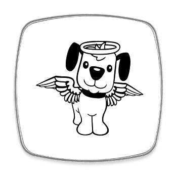 Dog Angel Halo Wings Heaven Angel - Square fridge magnet - white - Front