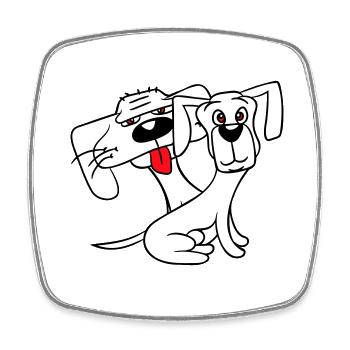 2 Hunde Gucken Lustig Komisch Albern Sitzen Cool - Viereckiger Kühlschrankmagnet - Weiß - Vorne