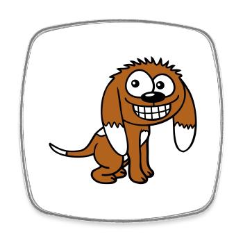 Dog looks funny grin happy smile fun - Square fridge magnet - white - Front