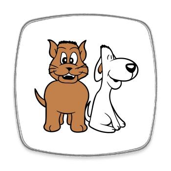 Chien Chat Deux Amis Équipe Chaton 2 Duo Équipage - Magnet carré - blanc - Devant