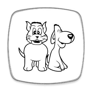 Chien Chat Deux Amis Équipe Chaton 2 Duo Équipage - Magnet carré - blanc - Devant