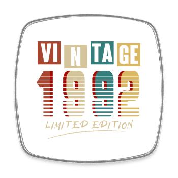 Jahrgang 1992: Limitierte Auflage - 33. Jubiläum. - Viereckiger Kühlschrankmagnet - Weiß - Vorne