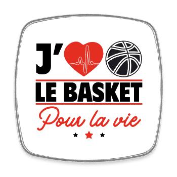 Ich liebe Basketball fürs Leben,Basketball,Basketball - Viereckiger Kühlschrankmagnet - Weiß - Vorne