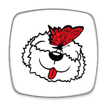Dog Butterfly Nose Cute Funny Happy Comic - Square fridge magnet - white - Front