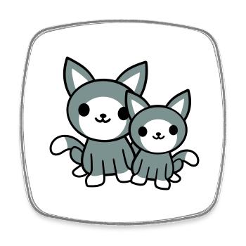 2 chats amis équipe équipage deux chatons de compagnie - Magnet carré - blanc - Devant