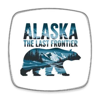 Alaska Last Frontier für einen Wanderer und - Viereckiger Kühlschrankmagnet - Weiß - Vorne