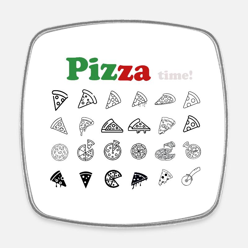 C’est l’heure de la pizza ! - Magnet carré - blanc