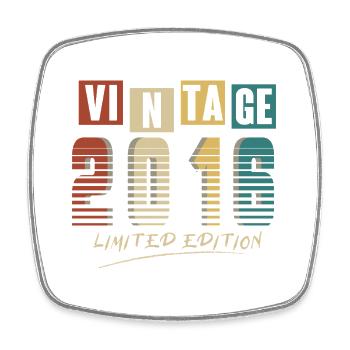 2016 Vintage 2016 born in 2016 Birthday. Year 2 - Square fridge magnet - white - Front