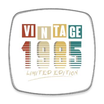 1985 Jahrgang 1985 geboren 1985 Geburtstag. Jahr 2 - Viereckiger Kühlschrankmagnet - Weiß - Vorne