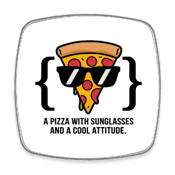 Lunettes de soleil Cool Pizza Slice - Magnet carré - blanc - Devant