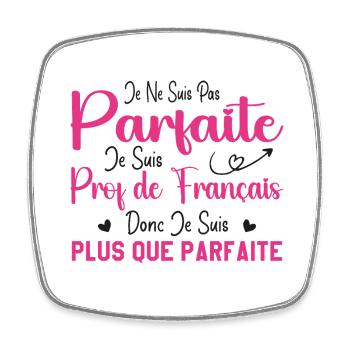 Femme Humour Professeur de Français - Magnet carré - blanc - Devant