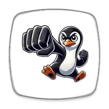 Cooler Pinguin Faust Karate Pinguin Cartoon - Viereckiger Kühlschrankmagnet - Weiß - Vorne