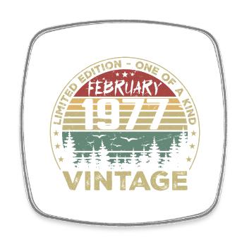 Rétro Février 1977 Cadeau Vintage Février 1977 - Magnet carré - blanc - Devant