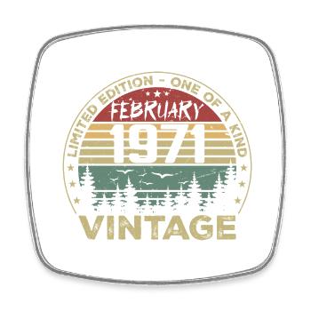 Retro Februar 1971 Vintage Geschenk Februar 1971 - Viereckiger Kühlschrankmagnet - Weiß - Vorne