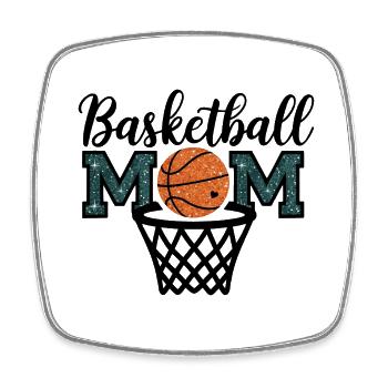 Basketball Mom cooles Design für Mütter - Viereckiger Kühlschrankmagnet - Weiß - Vorne