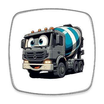 Cement Mixer Junior - Square fridge magnet - white - Front