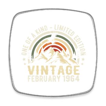 Geburtstag - Februar Geschenk Jahrgang Februar 1964 - Viereckiger Kühlschrankmagnet - Weiß - Vorne