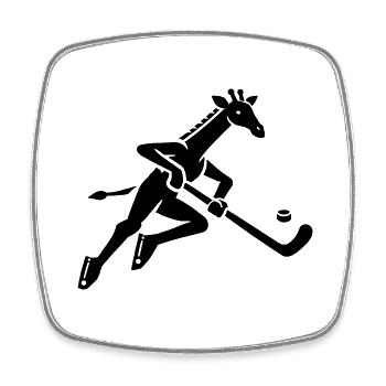 Giraffe Eishockey Silhouette Minimalistisch - Viereckiger Kühlschrankmagnet - Weiß - Vorne