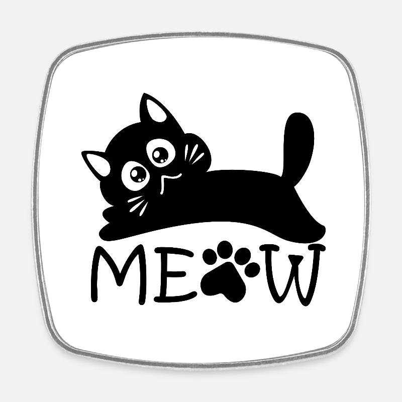 Dramatic Meow - Square fridge magnet - white