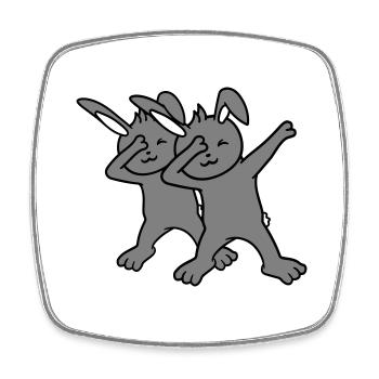 2 Bunnies Dabbing Dab Dance Pose Dancing Friends Team - Square fridge magnet - white - Front