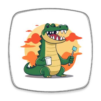 Crocodile Dental Hygiene - Square fridge magnet - white - Front