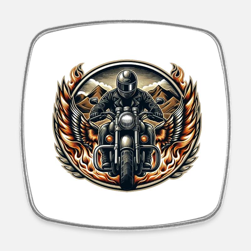 Logo de moto - Magnet carré - blanc