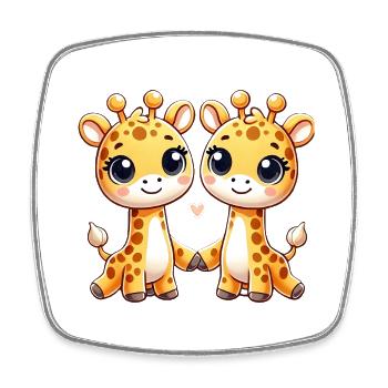 Two Cute Giraffe Friends Holding Hands - Viereckiger Kühlschrankmagnet - Weiß - Vorne