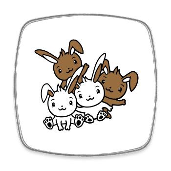 4 Bunnies Friends Team Crew Four Funny Siblings - Square fridge magnet - white - Front