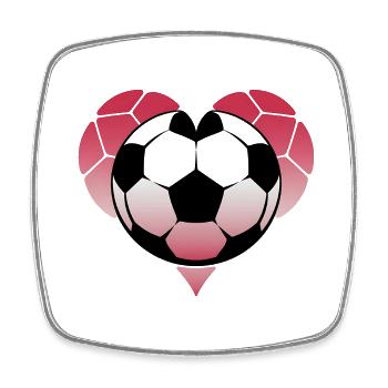 Fußball-Herz - Viereckiger Kühlschrankmagnet - Weiß - Vorne
