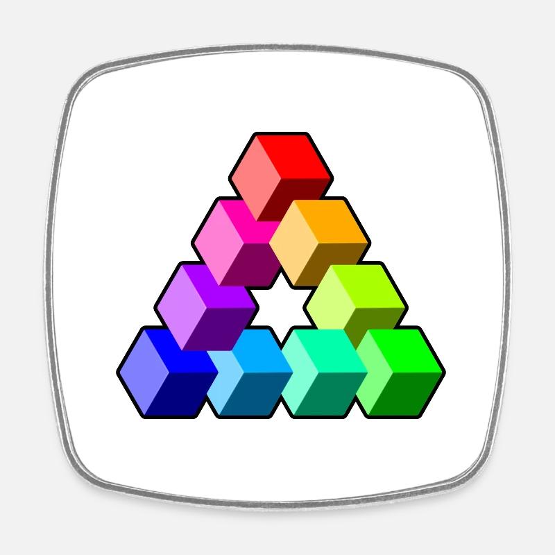 Triangle Colored Cubes - Square fridge magnet - white