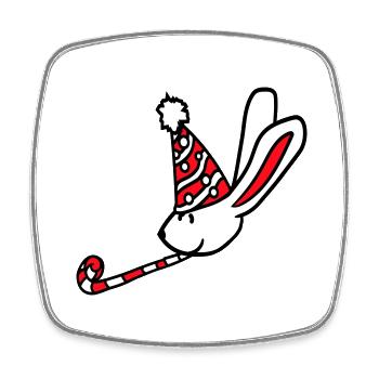 Bunny Birthday Years Old Gift Towel Party Hat - Square fridge magnet - white - Front