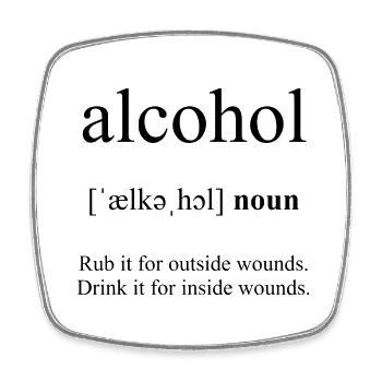 Dictionnaire de définition de l’alcool (Alkohol) - Magnet carré - blanc - Devant