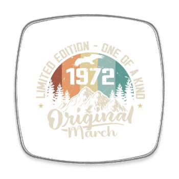 Mars 1972 cadeau Anniversaire - Born in march 1972 - Magnet carré - blanc - Devant