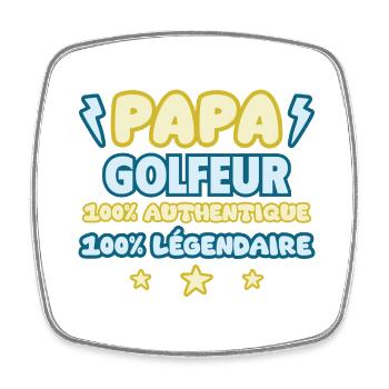 Papa golfeur,cadeau fête des pères,Papa,Golf,golf - Magnet carré - blanc - Devant