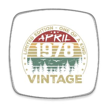 Jahrgang April 1978 Geburtstagsgeschenk - Viereckiger Kühlschrankmagnet - Weiß - Vorne