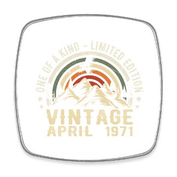 April 1971 Geburtstagsgeschenk, geboren im April 1971 - Viereckiger Kühlschrankmagnet - Weiß - Vorne