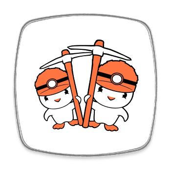 2 Ducks Miner Pickaxe Helmet Lamp Friends Cute - Square fridge magnet - white - Front