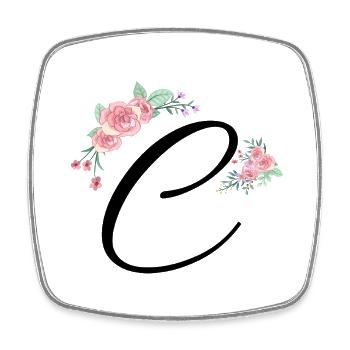 Buchstabe c Blumen - Viereckiger Kühlschrankmagnet - Weiß - Vorne