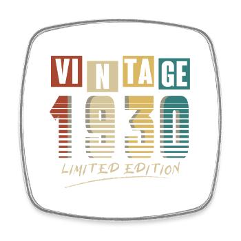 1930 Vintage 1930 né en 1930 anniversaire. Année 2 - Magnet carré - blanc - Devant