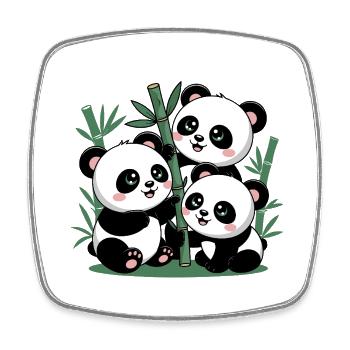Niedlicher Panda Bambuswald - Viereckiger Kühlschrankmagnet - Weiß - Vorne