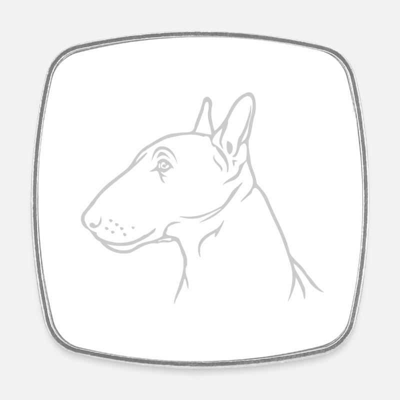 Miniature bull terrier head in profile - Square fridge magnet - white
