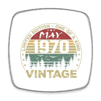 May 1970 May 1970, Vintage May 1970 May 1970 - Square fridge magnet - white - Front