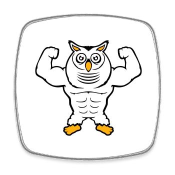 Owl Bodybuilder Muscles Biceps Poses Gym Rat Cool - Square fridge magnet - white - Front