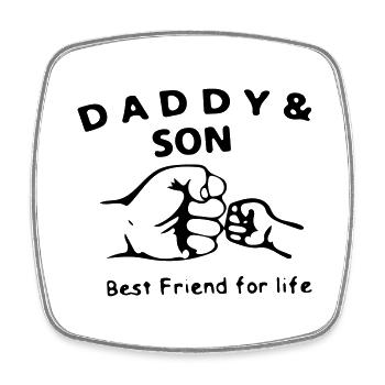Papa Sohn beste Freunde fürs Leben - Viereckiger Kühlschrankmagnet - Weiß - Vorne