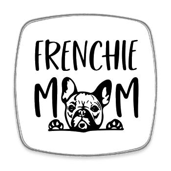 frenchie mom - Square fridge magnet - white - Front