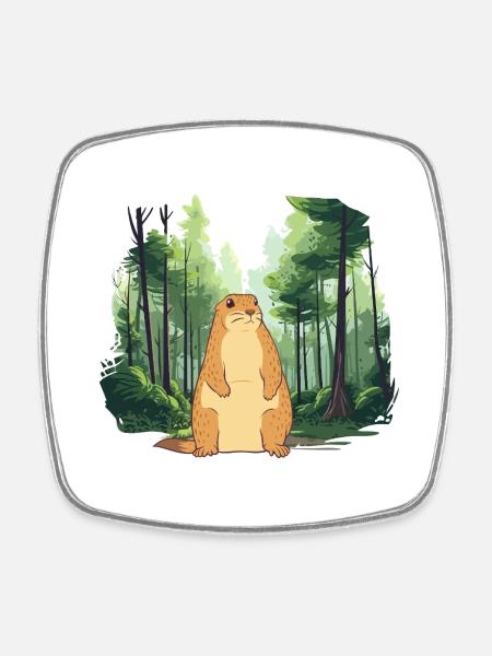 Strong groundhog nature landscape - Square fridge magnet - white
